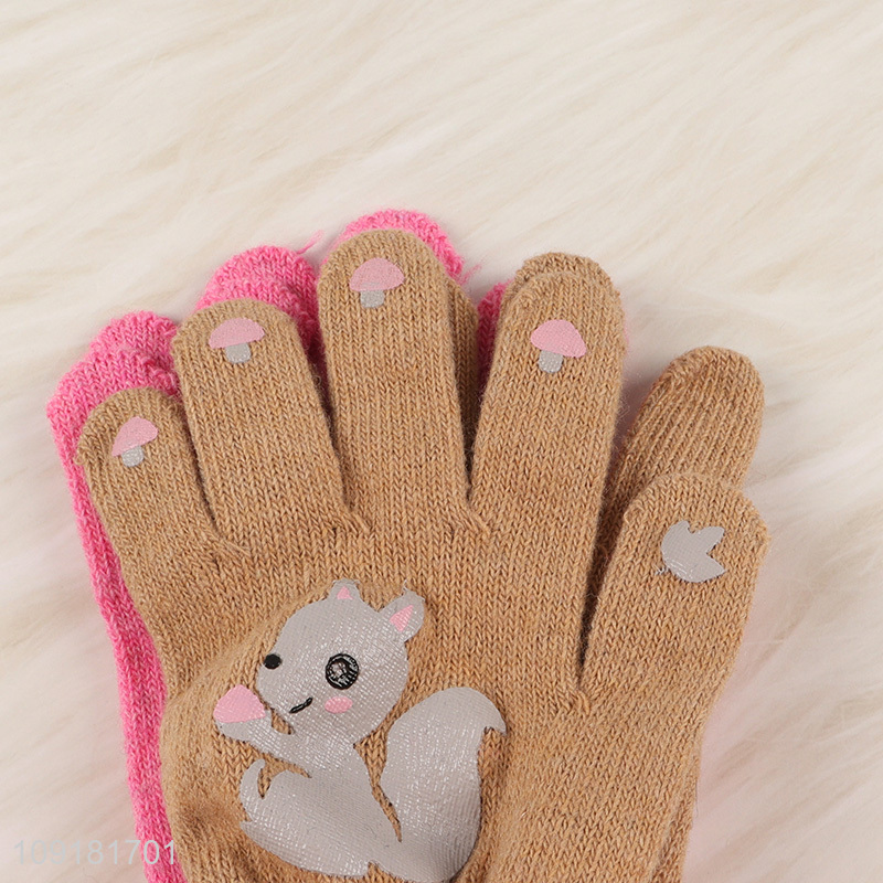 New Product 2 Pairs Kids Winter Warm Knitted Gloves for Cold Weather