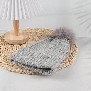 New Product Unisex Winter Beanie Hat Knitted Beanie Cap With Pompom