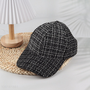 Wholesale Tweed Baseball Hat Winter Warm Baseball Hat for Women