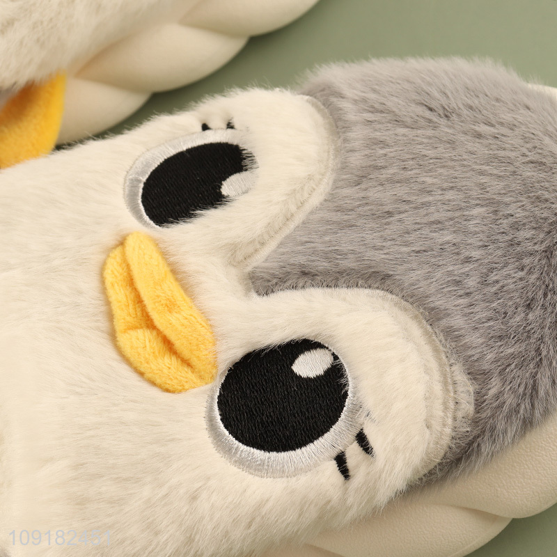Hot products cartoon penguin plush winter home slippers for women