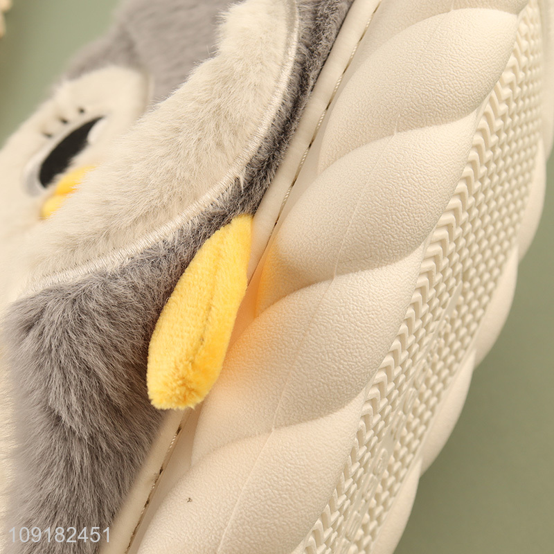 Hot products cartoon penguin plush winter home slippers for women