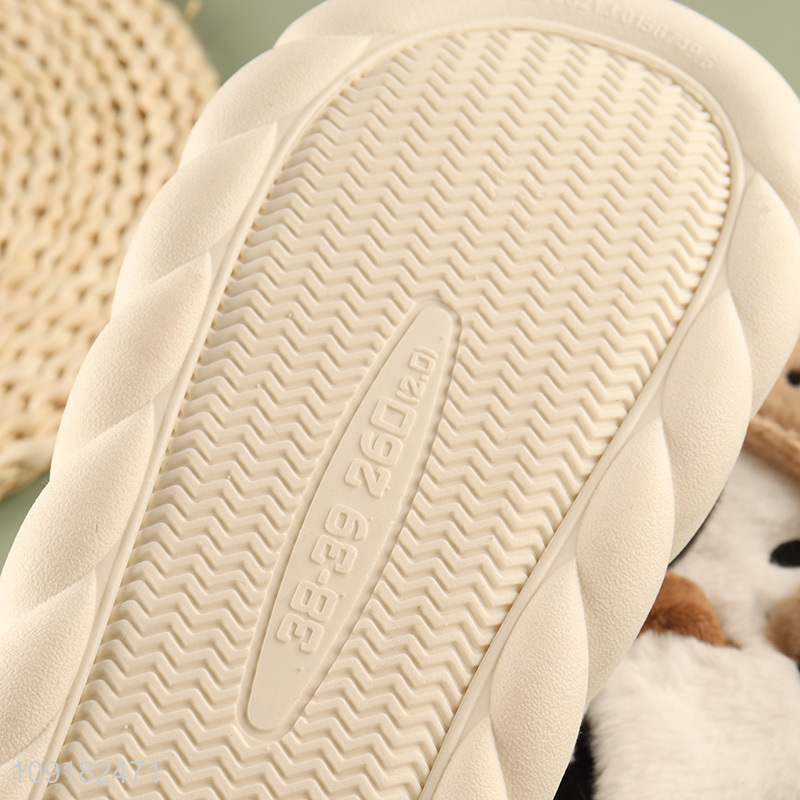 Hot selling cartoon dairy cow winter home slippers for girls