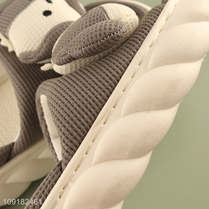 Low price cute puppy shape non-slip women home slippers