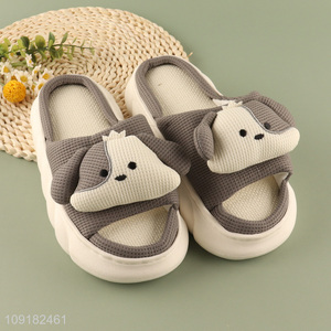Low price cute puppy shape non-slip women home slippers