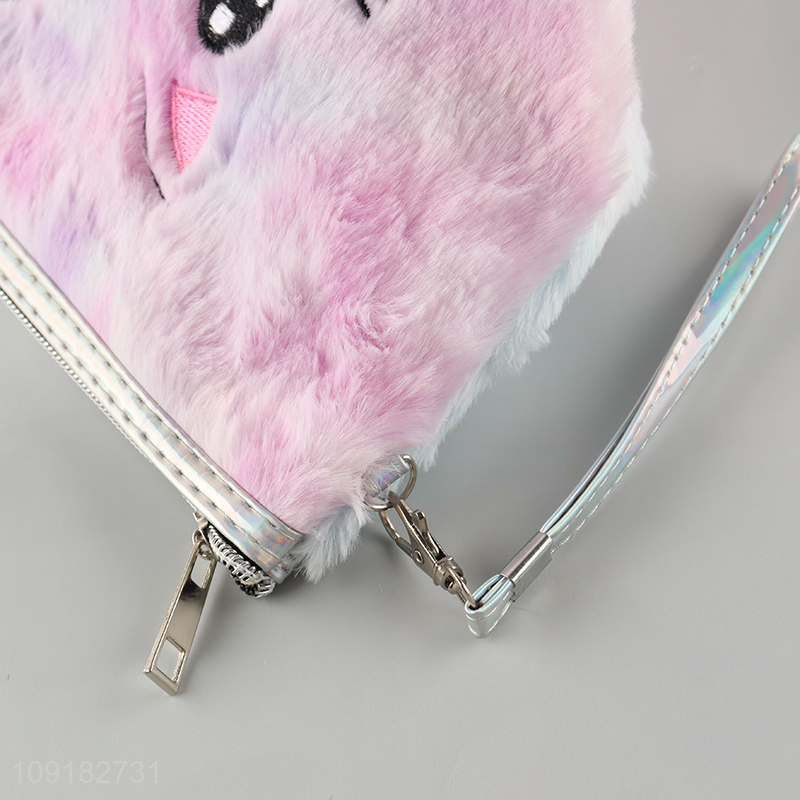 China supplier cartoon cat plush cosmetic bag makeup bag