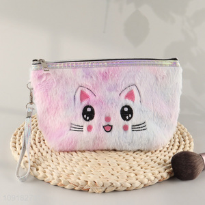 China supplier cartoon cat plush cosmetic bag makeup bag