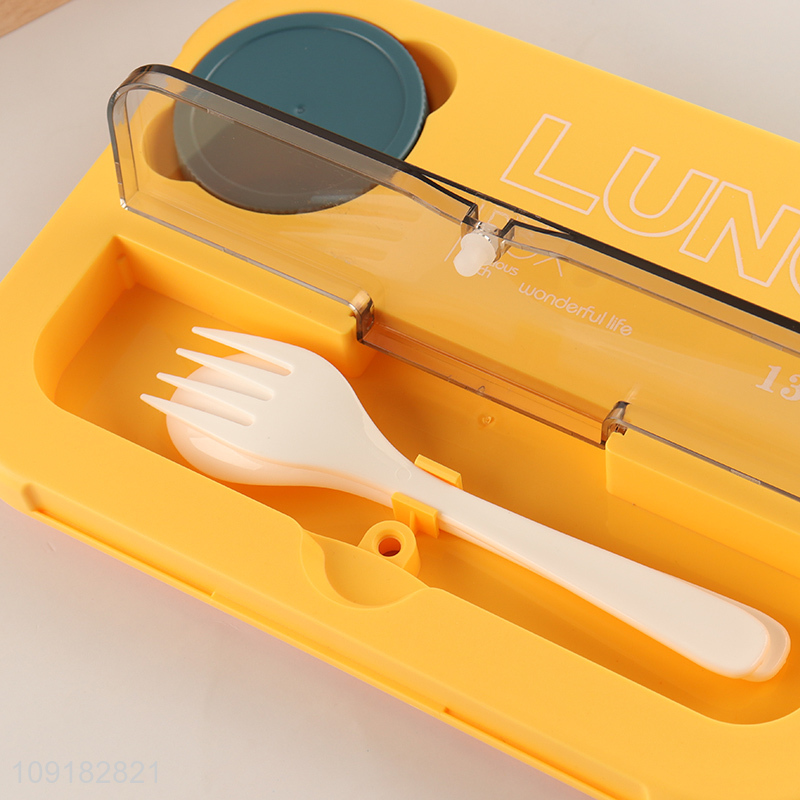 Low price portable school kids plastic lunch box with tableware