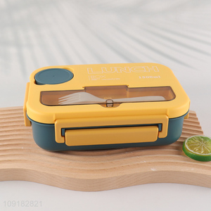 Low price portable school kids plastic lunch box with tableware