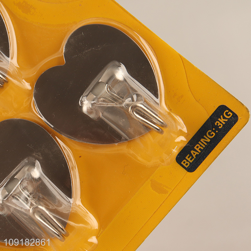 Hot selling 3pcs heart shape stainless steel sticky hook set