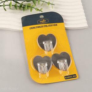 Hot selling 3pcs heart shape stainless steel sticky hook set