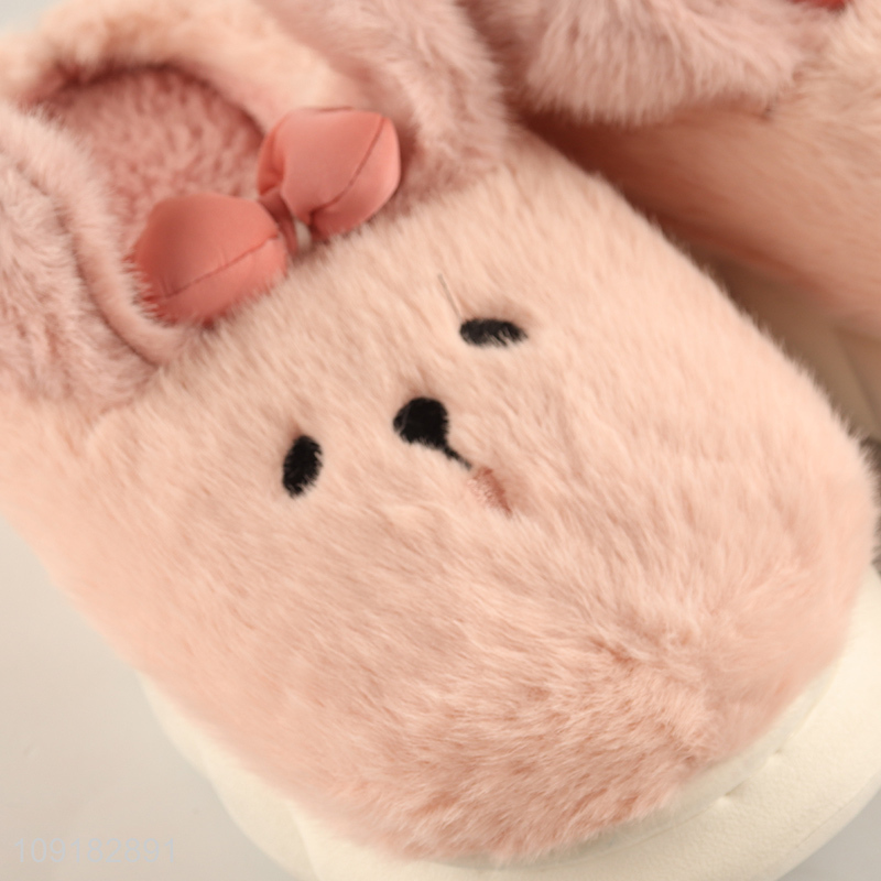 Factory direct sale pink rabbit winter plush girls home slippers