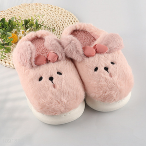 Factory direct sale pink rabbit winter plush girls home slippers