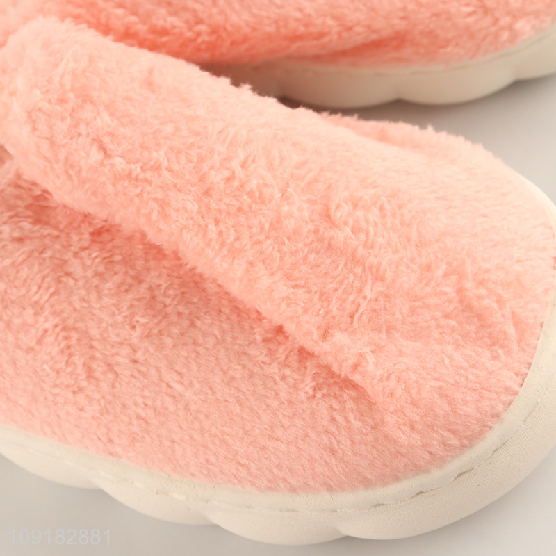 Hot selling pink cotton winter plush women home slippers