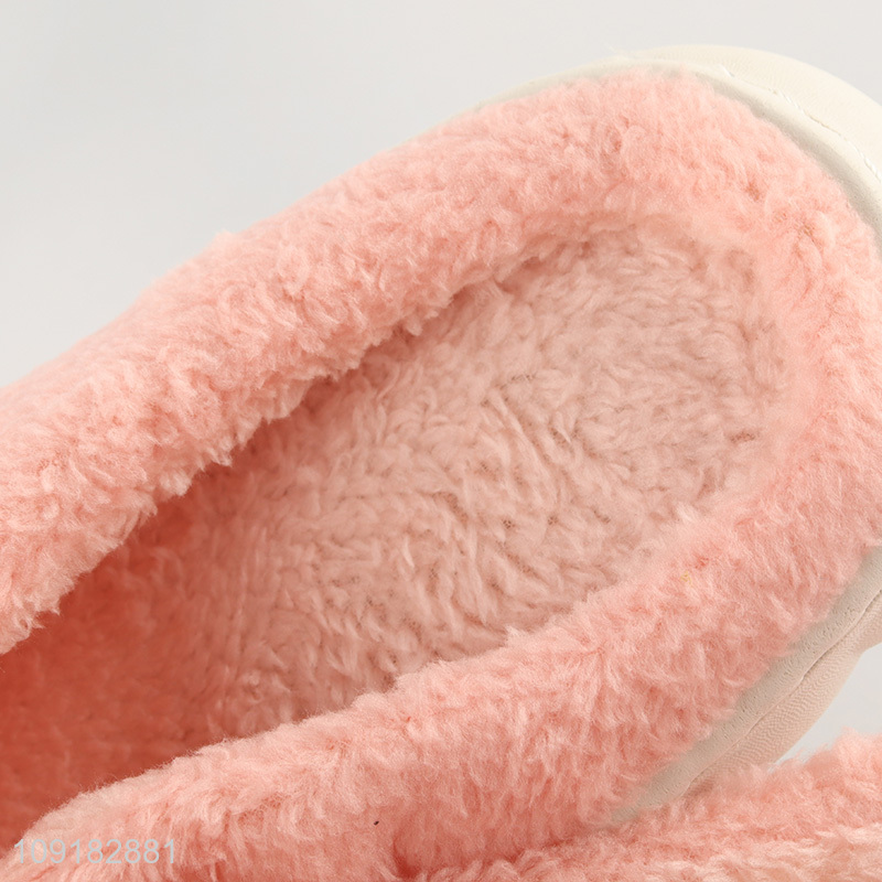 Hot selling pink cotton winter plush women home slippers
