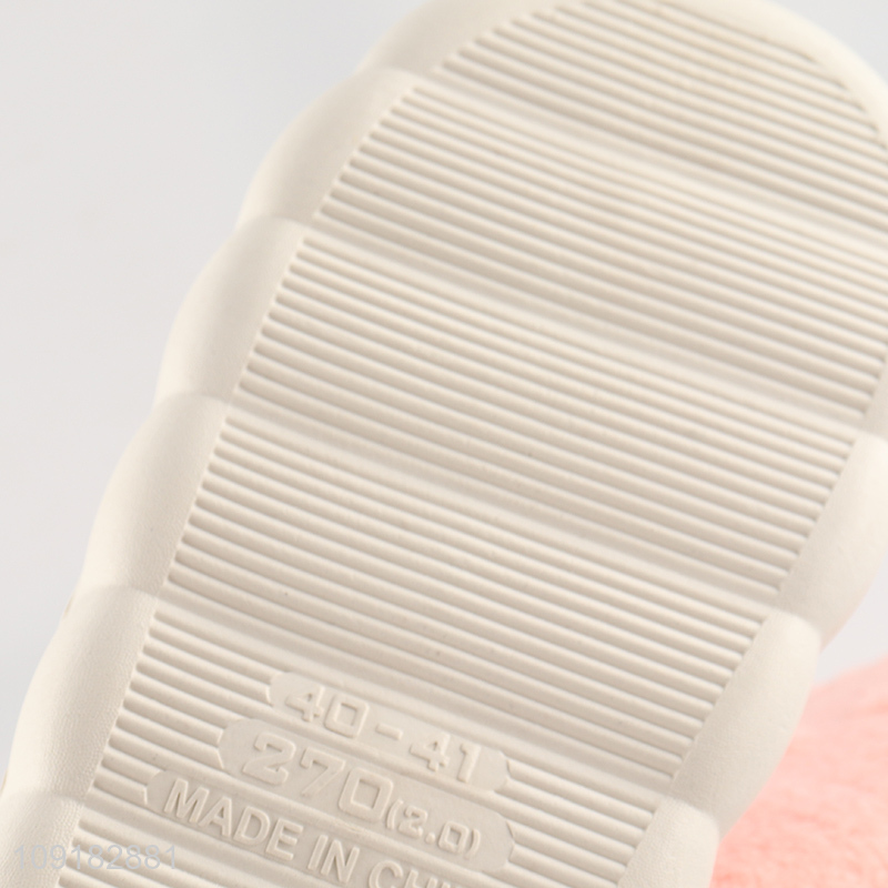 Hot selling pink cotton winter plush women home slippers