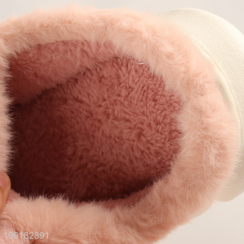 Factory direct sale pink rabbit winter plush girls home slippers