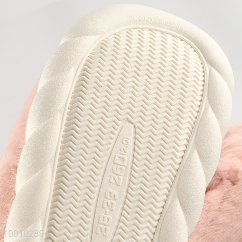 Factory direct sale pink rabbit winter plush girls home slippers