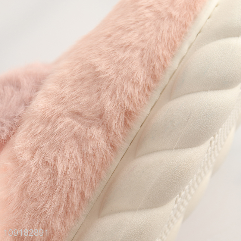 Factory direct sale pink rabbit winter plush girls home slippers