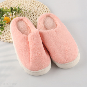 Hot selling pink cotton winter plush women home slippers