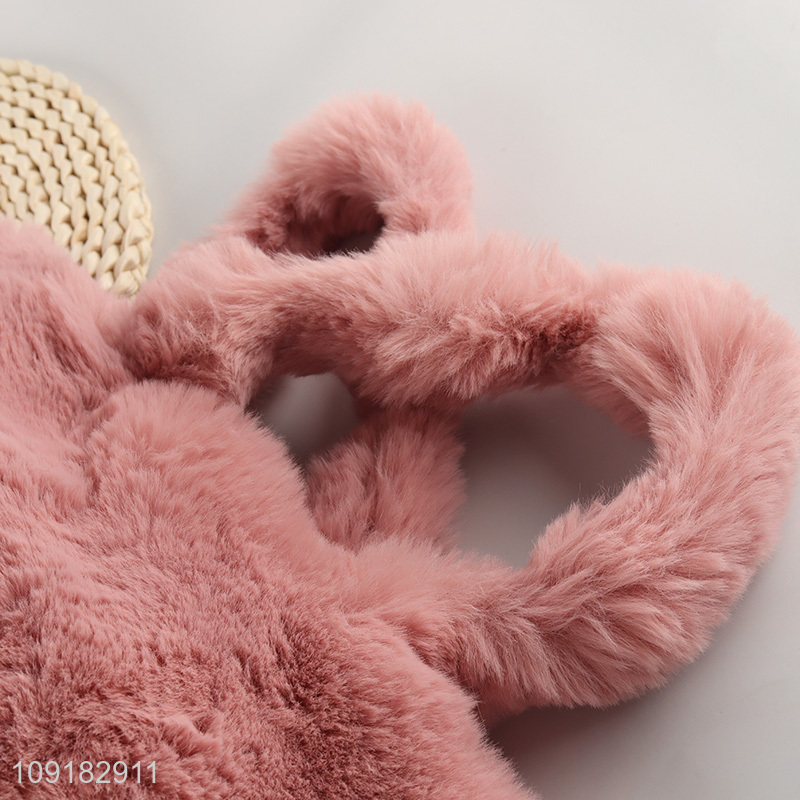 Most popular pink fashion plush women handbag tote bag for sale