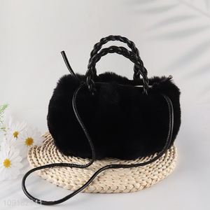 Latest products black plush bag women handbag messenger bag