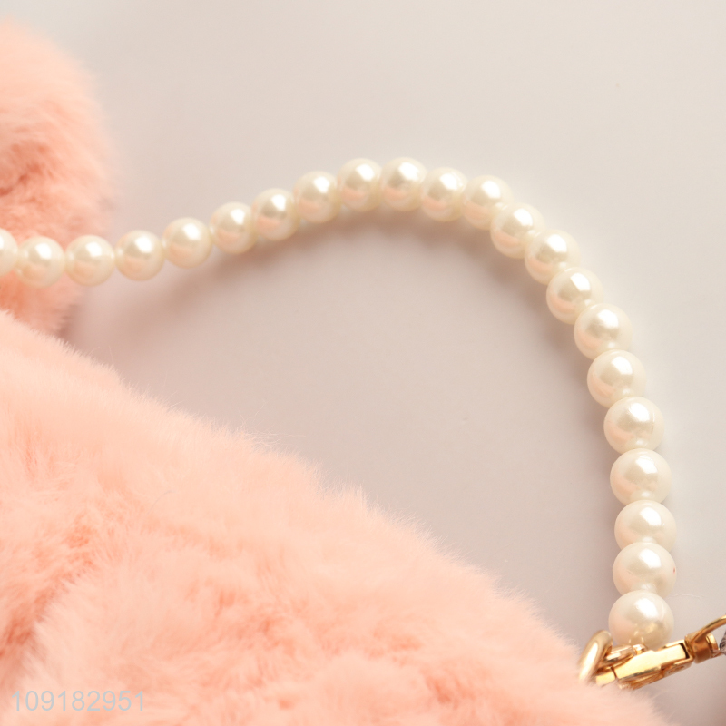 Top selling pink fashion women plush bag handbag wholesale