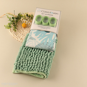 Most popular household waterproof shower curtain floor mat set
