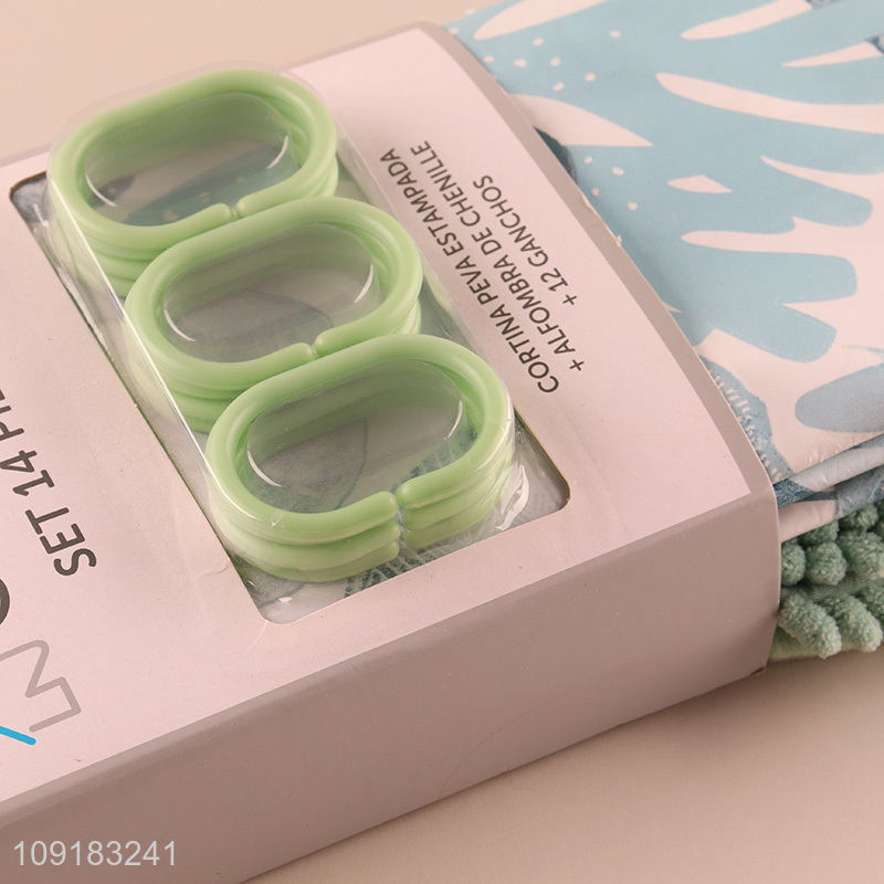 Most popular household waterproof shower curtain floor mat set