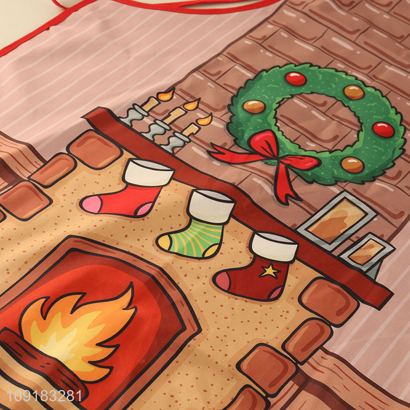 Online wholesale christmas series polyester cooking apron for men women