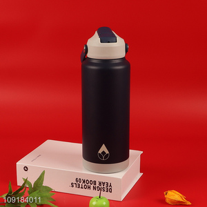 Factory Price Stainless Steel Vacuum Insulated Water Bottle with Straw & Handle