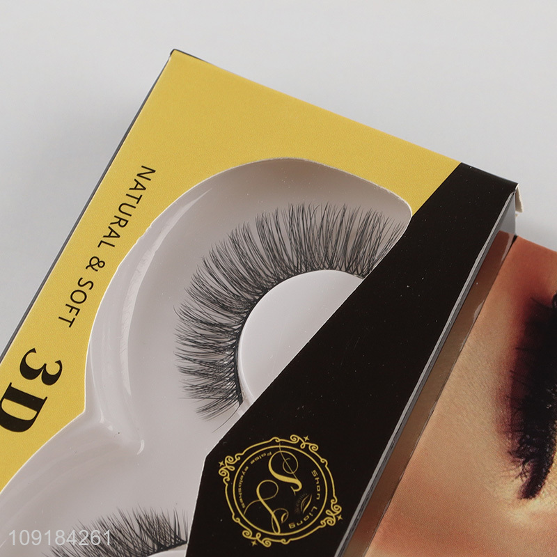 China wholesale natural soft 3d false eyelash fake eyelash for girls