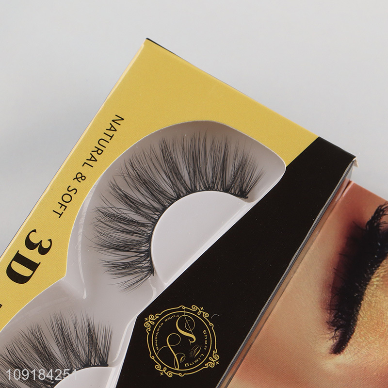 Low price natural soft makeup 3d false eyelash fake eyelash