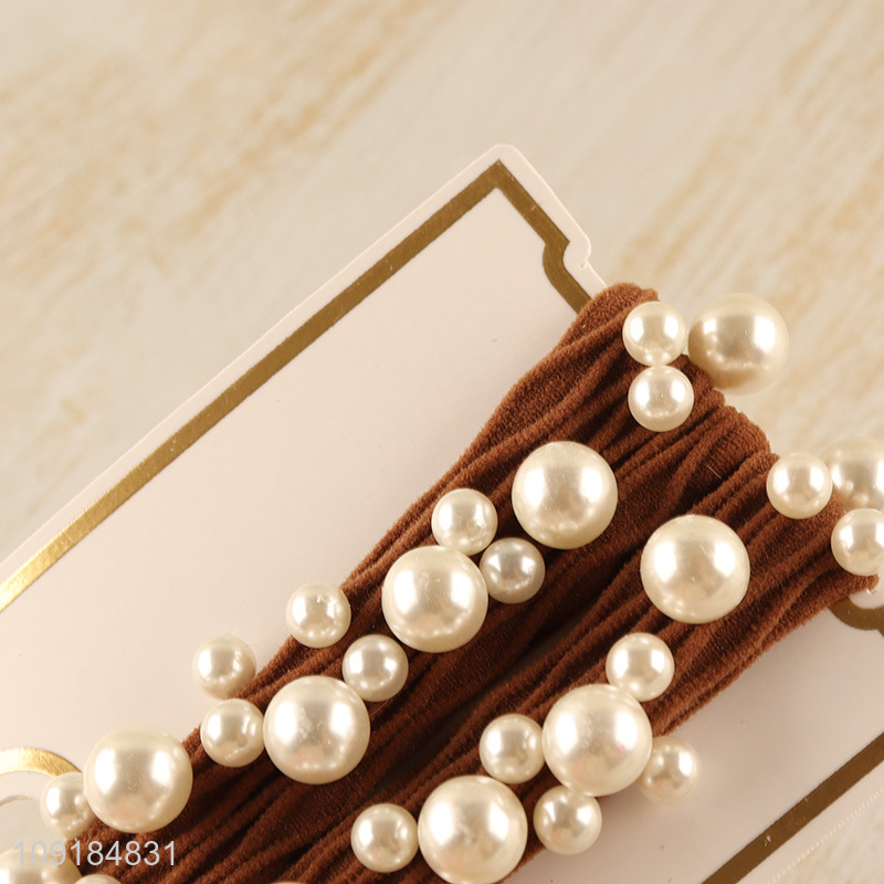 Factory direct sale multicolor elastic hairband hair accessories with pearl