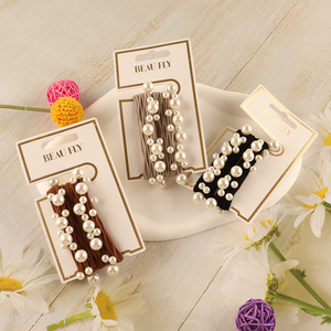 Factory direct sale multicolor elastic hairband hair accessories with pearl