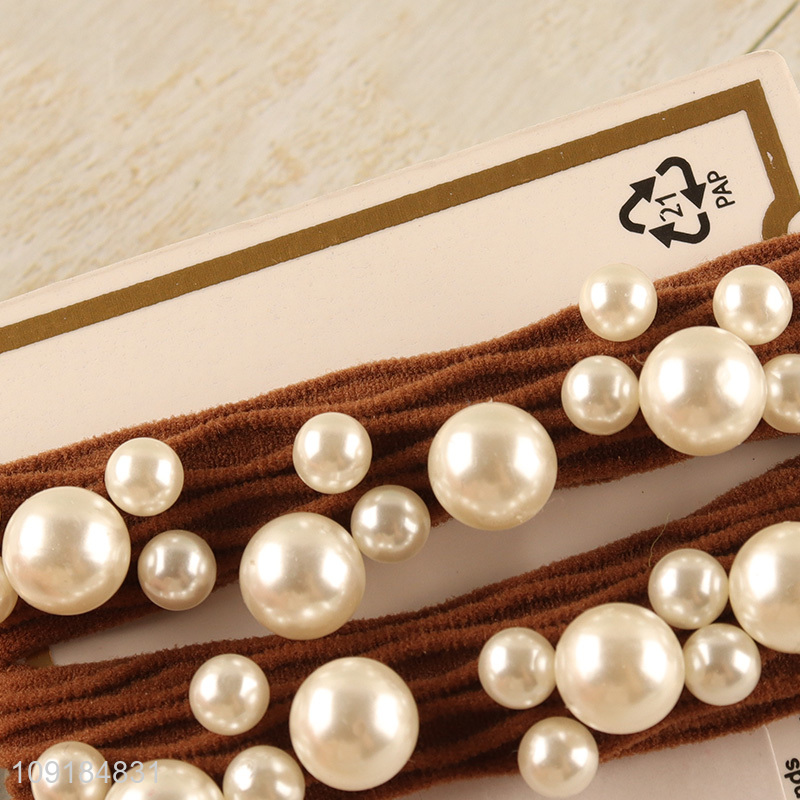 Factory direct sale multicolor elastic hairband hair accessories with pearl