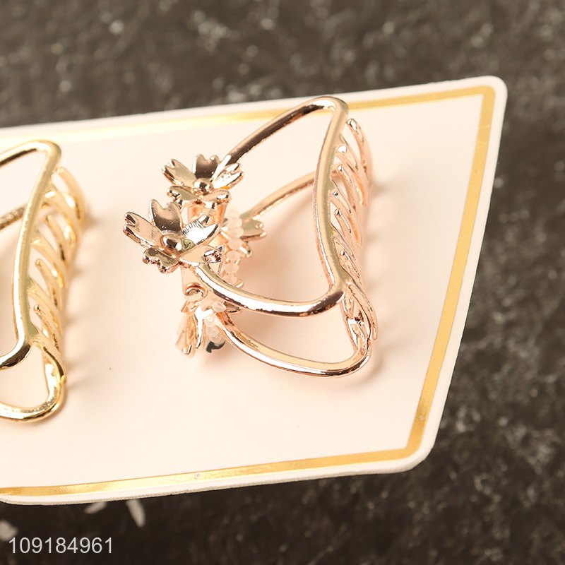 Best selling 2pcs fashion alloy hair claw clips hair decoration for girls
