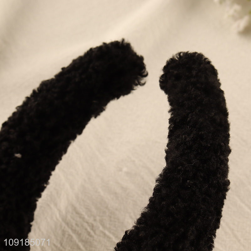 Low price black plush hair hoop hair accessories hair decoration for sale