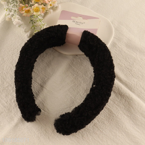 Low price black plush hair hoop hair accessories hair decoration for sale