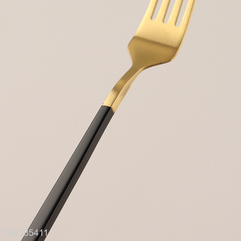 Most popular 6pcs golden stainless steel cutlery set tableware fork