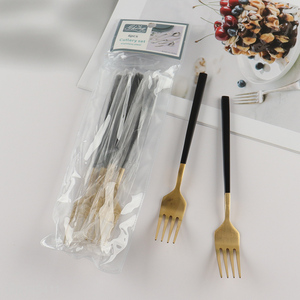 Most popular 6pcs golden stainless steel cutlery set tableware fork