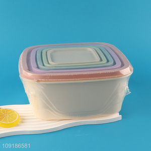 Good Quality 5PCS Square BPA Free Plastic Food Storage Containers Set with Lids