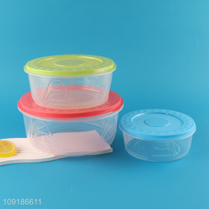 Factory Price 3PCS 3.3L/1.9L/1L Round Plastic Food Storage Containers for Fridge