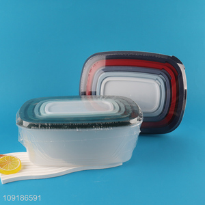 Wholesale 5PCS Rectangular BPA Free Plastic Food Storage Containers Lunch Box Set