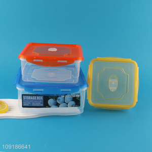 High Quality 3PCS 2.5L/1.5L/900ML Square Plastic Food Storage Container for Refrigerator