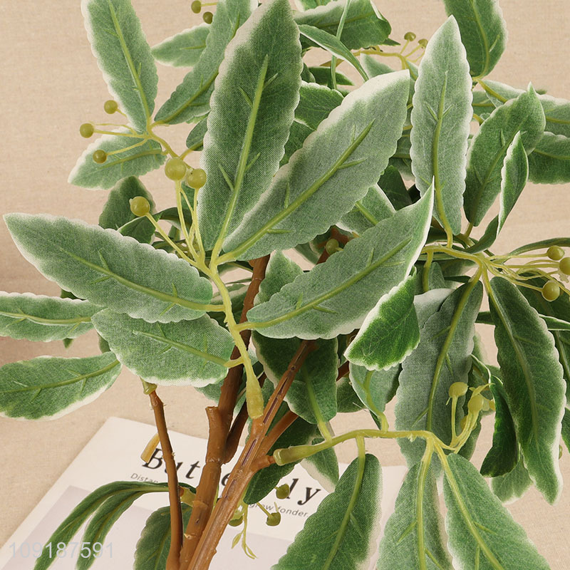 Factory wholesale green artificial tree branches fake leaves for living room decor