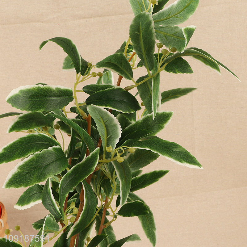 Factory wholesale green artificial tree branches fake leaves for living room decor