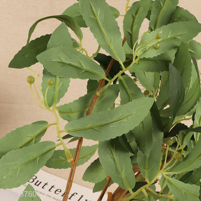 Factory wholesale home decor green artificial tree branches fake leaves