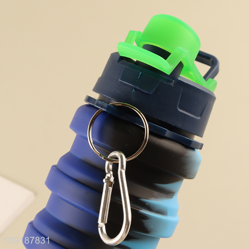 Good Quality 500ML Collapsible Silicone Water Bottle for Camping
