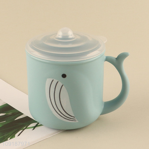 Factory Price Cute Cartoon Plastic Cup with Lid & Handle for Kids