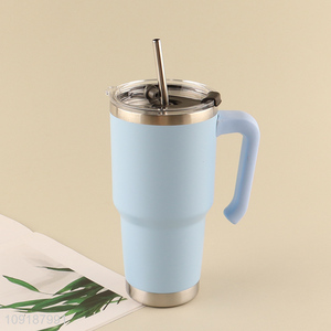 Factory Supply 900ML Stainless Steel Insulated Car Travel Mug with Straw